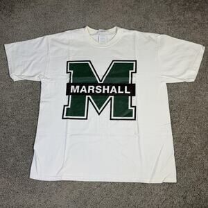 VTG Marshall University Shirt Mens XL White NCAA Football Team Dodger Honduras